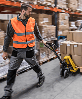 man pulling stock